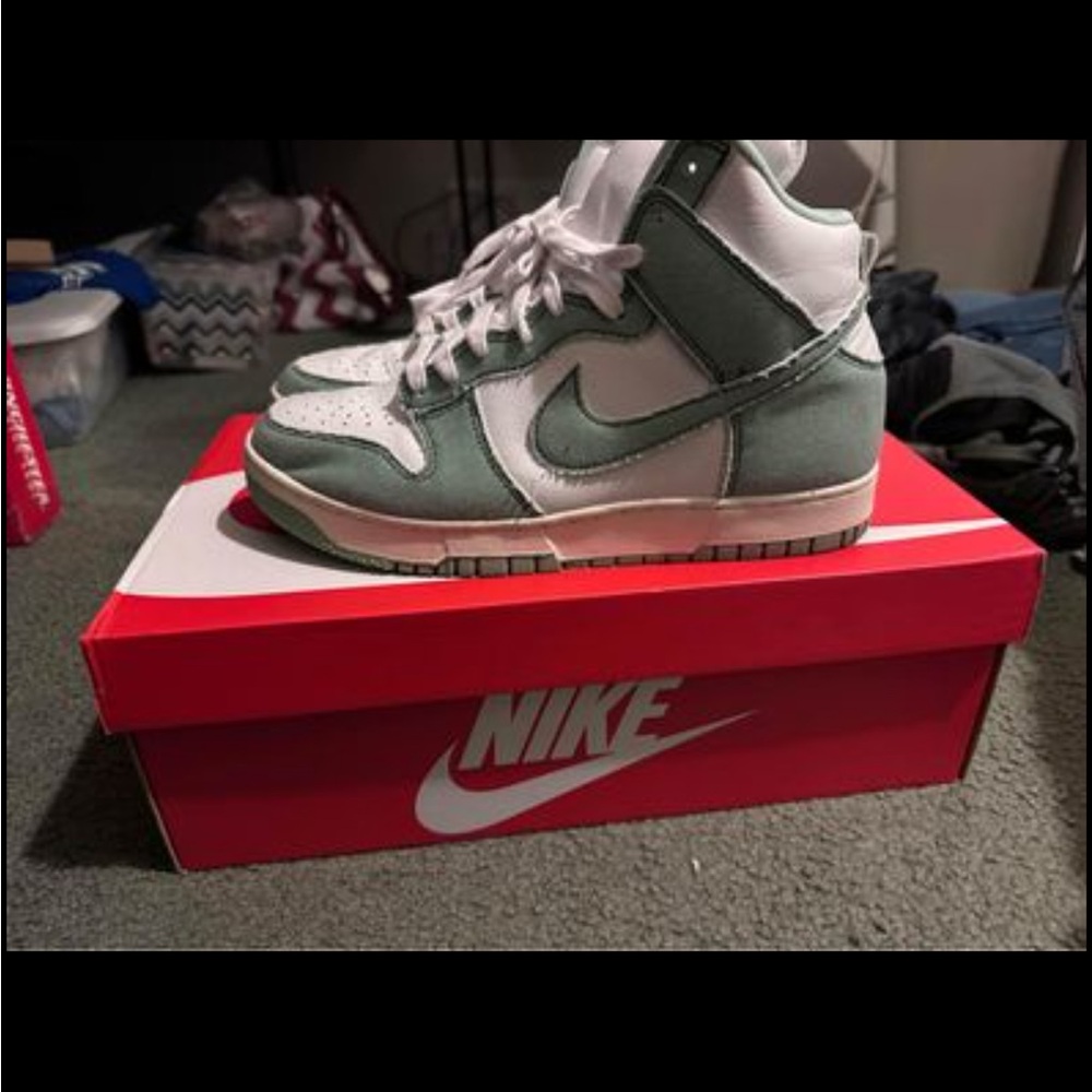 Nike dunk high 1985 green denim size 10